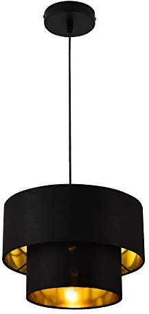 lux.pro Hängeleuchte Lopar E27 Deckenleuchte Hängelampe 30 cm Metall Stoff Schwarz-Gold