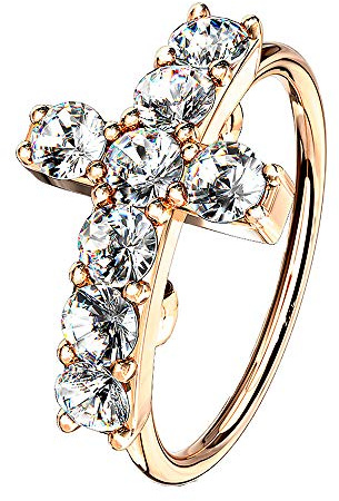 Piercingfaktor Septum Nase Ohr Continuous Ring Piercing Biegbar Kreuz mit Kristall