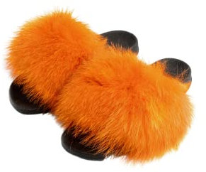 Elisabetta Panerai Ciabatte Slipper in Pelliccia di Volpe | Art. Saint Moritz | Ciabatta Donna Suola Traspirante 100% Made in Italy Arancio Taglia 41