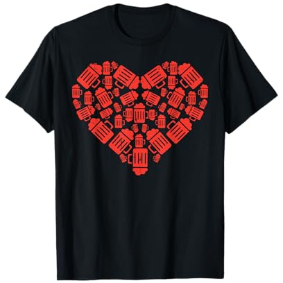 Coeur Rouge Biere Mug Humour Saint Valentin Beer Cadeau T-Shirt