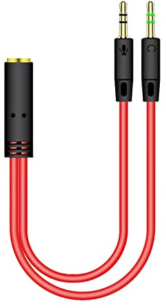 Câble répartiteur audio jack 3.5mm Jack Microphone - PC femelle 2 3.5mm mâle - Câble d'extension de casque - Y Splitter Audio for Phone Computer Simultaneously (0.22M) Adawd