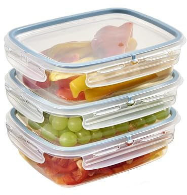 Snips - Set 3 Contenitori per Alimenti 1,4L Trasparenti, Coperchio Salva Freschezza con 4 Chiusure di Sicurezza - Contenitore per Cibi 22,5x17,7x11 Frigorifero, Microonde e Lavastoviglie Made in Italy