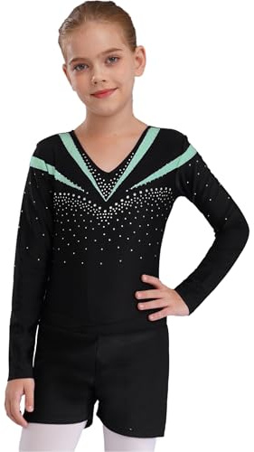 FEESHOW Mädchen Kinder Gymnastikanzug Ballett Gymnastikbody Turntrikot Gymnastikhose Shorts Sport Tanzoutfit Athletic Wettkampf Trainingsanzüge
