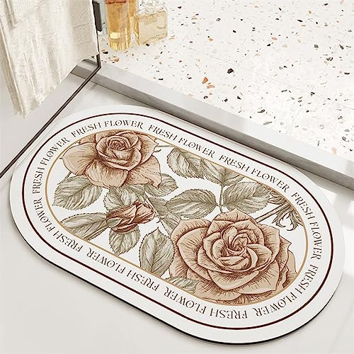 Badematte Rutschfester Badezimmerteppich Absorbierender Badteppich 40x60cm Duschmatte Schnelltrocknende Badematte Home, Badvorleger Rutschfest Waschbar, Bad Teppiche Badezimmermatte Pfingstrose