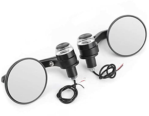 pclele Motorrad Lenker Spiegel 2pcs 22mm Lenkerende Runde Rückspiegel Blinker Licht Motorrad Universal Motorrad Spiegel