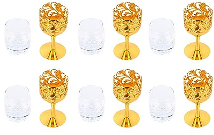 Airshi Bicchiere da Vino in Metallo, Bocca Arrotondata Durevole Elegante Resistente Alla Caduta 6 Pezzi Bicchiere da Vino Senza Stelo Facile da Pulire per la Casa