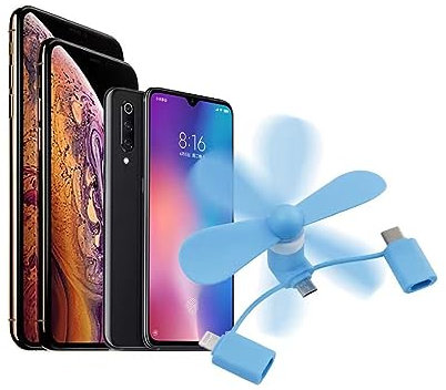 Confezione da 5 mini ventole 3 in 1 per telefono cellulare, ventilatore USB per iPhone e telefoni Android