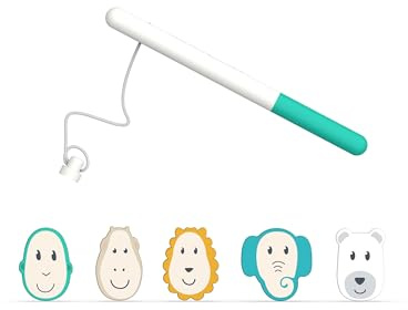 Matchstick Monkey Badewannen Angelspiel – Baby Badespielzeug, Leichter Angelstab mit schwimmenden Tiergesichtern, magnetisches Wasserspiel, fördert Motorik Lernen, BPA-frei, ab 12 Monaten