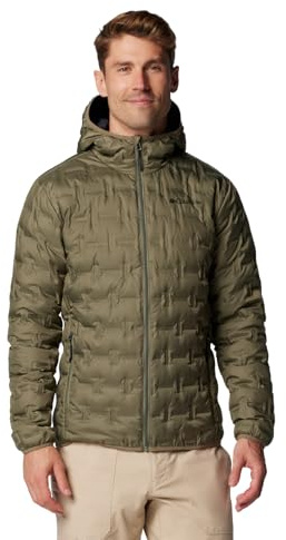 Columbia Men's Delta Ridge II Down Hooded Jacket, Stone Green, Medium