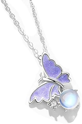 Wendalern Silberne Schmetterlingshalskette Emaille Schmetterling Anhänger Halskette Runde Schlangenkette Choker Halskette Süße Fee Schmetterling Dünne Kette Halskette Schmuck Für Frauen Und Mädchen