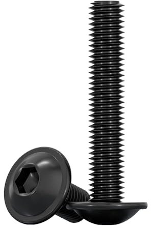 Drenky Tornillo de Cabeza Alomada con Brida M8x35mm, 10 Piezas Tornillos para Máquina Acero Inoxidable A2 V2A Tornillos Hexagonal pour Les Connexions Mécaniques, Totalmente Rosca Métrica, Negro