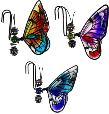 UIYIHIF Flower Pot Decoration, Flower Pot Decoration Butterfly Pendant, Cute Small Animals Metal Glass Painted Pendant Potted Plant Green Plant Personalized Decoration (3pcs)