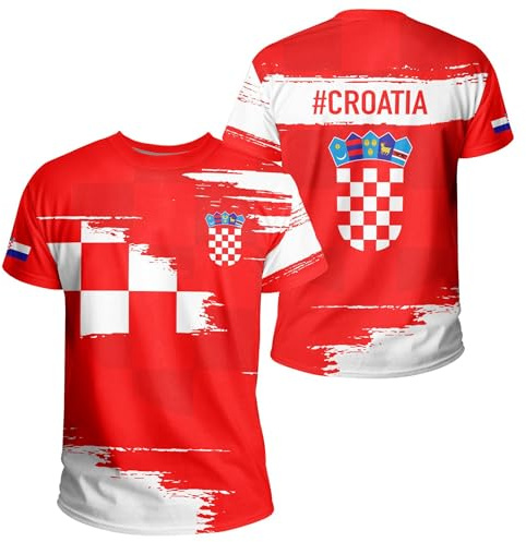 YuanDiann 2024 Coppa Europea Calcio T Camicie Croazia Fan Sport Casual Stampa Bandiere nazionali Manica Corta Uomini Donne Bambini Asciugatura Rapida Maglia Traspirante