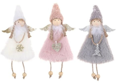 3 x Weihnachtsengel-Puppen-Dekoration, Weihnachtsbaum-hängende Engel-Puppe, Plüsch-Ornamente, Weihnachtsbaum-Dekoration, Anhänger für Weihnachten, Party, Neujahr