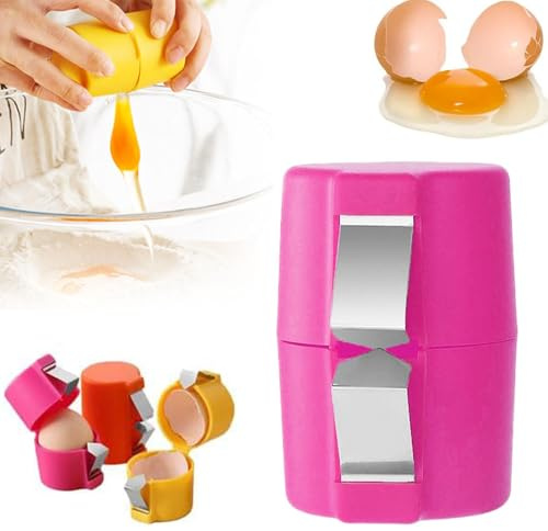 Egg Cracker Tool, Hard Boiled Egg Peeler & Separator - Stainless Steel Eggshell Breaker - Pink