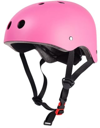 Cykelhjälm för barn, småbarn, skateboardhjälm för 3-13 år, pojkar och flickor, lätt justerbar hjälm, barnsäkerhet, barnhjälm för cykling, cykling, skoter, skridskoåkning (rosa, M)