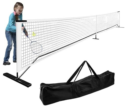 Tragbares Tennisnetz - 6,7 m abnehmbares Tennis-Übungsnetz, Outdoor-Netznetz mit Tragetasche, 9,5 kg Auffahrtnetz für Tennis und Badminton Übungsnetz mit Tragetasche