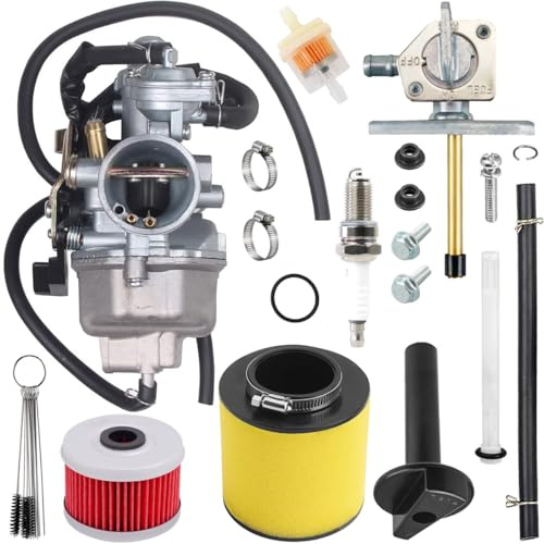 ZAMDOE Carburetor for Honda TRX 250 TRX250 for Recon 250 TRX250TE TRX250TM 1997-2001 2002-2007 With Fuel Tank Petcock Valve Set Fits Air Filter Oil Filter Spark Plug