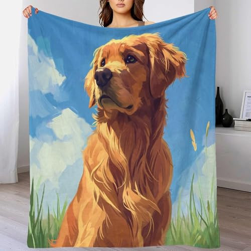 TBDUEPS Golden Retriever, luxuriöse, Bequeme Decke für drinnen und draußen, Beste Yogadecke für Frauen als Geschenk für Familie, Geburtstag, Hochzeit, 180 x 200 cm