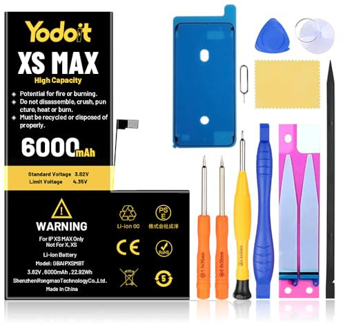 Yodoit 6000mAh Akku Ersatz für iPhone XS Max Hohe Kapazität 0 Zyklen Akku für A1921, A2101, A2102, A2103, A2104 mit Reparaturwerkzeug-Set