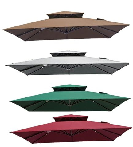 MACAGGTNTU 300x300cm Telo di Ricambio per Offset/Ombrello, Tessuto di Ricambio per Quadrato Ombrellone Copertura di Ricambio per Ombrellone da Mercato Esterno(Khaki)