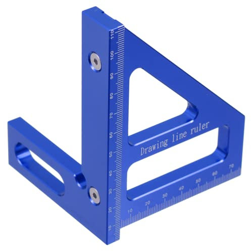DIYEAH Multi-angle Triangle Ruler 45° 90° Miter Measuring Tool Blue Woodworking Safety Ruler for Carpenter Layout and Drawing