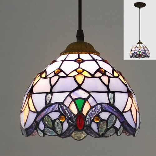 Chao Zan Lampara colgante, lámpara colgante vidrio de colores, barroco lámparas colgantes, vintage lámparas de araña de techo mediterránea (B)