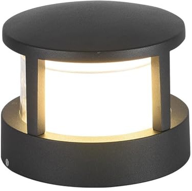 Lampada a colonna a LED da 10/15 W, illuminazione stradale nera, luci moderne for pali da giardino, patio, vialetto, vialetto(Warm light,10W)