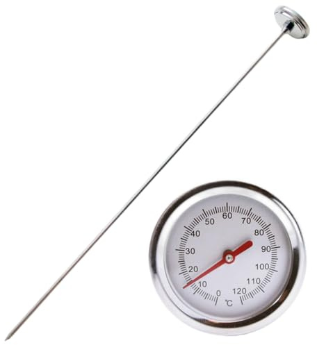 Termómetro de carne, termómetro de compost, suelo portátil de acero inoxidable de 2 pulgadas con 20 pulgadas para tierra, compost, jardín
