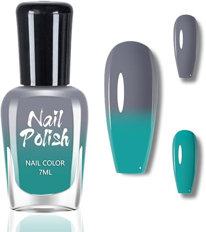 Farbwechselnder Nagellack - Grün grau Temperaturgesteuerter Nagellack mit Farbwechsel Effekt - 7ml Langanhaltender Schnelltrocknender Nail polish, Kein UV-Farblack für Nail Art DIY (Green)