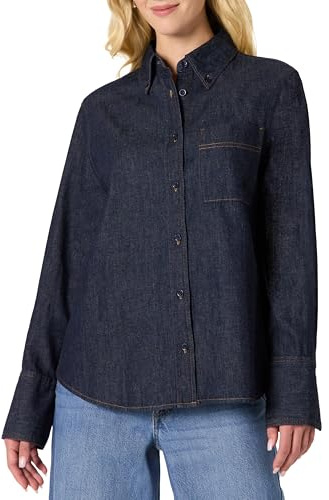 Amazon Essentials Camisa de Mezclilla con Botones y Corte Extragrande Mujer, Lavado Enjuagado, XXL