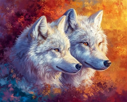 AYAOYANGGO Kreuzstich Set Cartoon-Wolf-Tier Und Sternenhimmel Diy-Kreuzstich-Sets Für Erwachsene Mit Nadeln,Scheren-Einfädler,Vordruck Für Die Wanddekoration Zu Hause 11CT 40x50cm