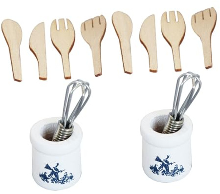 YARNOW 2 Ensembles Ustensiles de Cuisine Miniatures Réalistes pour Maison de Poupée Kit avec Seau Accessoires Décoratifs pour Cuisine Miniature Outils Variés pour Jeu Créatif