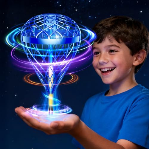 wow97e Hand Controlled Flying Orb Ball for Kids, Indoor & Outdoor Hover Toy, Toss & Catch Flying Ball with Protective Cage, Rechargeable Family Play Toy