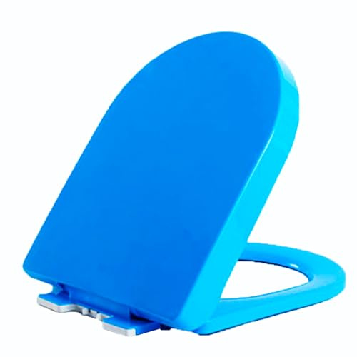 Brigtviee WC-Sitz Toilettensitz mit Absenkautomatik, Quick-Release Funktion für Leicht zu Reinigen, D/U Form Toilettendeckel Klodeckel Klobrille WC Deckel Toilettenbrille aus PP,Blau,36x44.5cm
