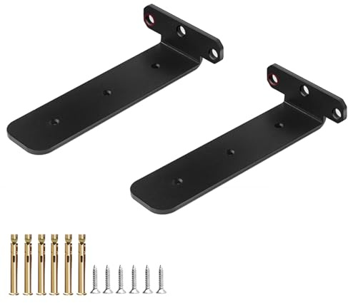 HDEYRSX Lot de 2 Supports d'étagère Flottants,Equerre Etagere Murale,Equerre Charge Lourde en Métal,Supports à Tablettes Invisibles,pour Étagères Ouvertes de Bricolage,avec Vis (250mm,Noir)