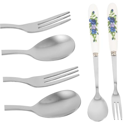 Mipcase Cubiertos para Postre de Acero Inoxidable y Cucharas y Tenedores Pequeños para Aperitivos y Ensaladas Diseño Creativo y Pulido Brillante Uso Seguro y Duradero