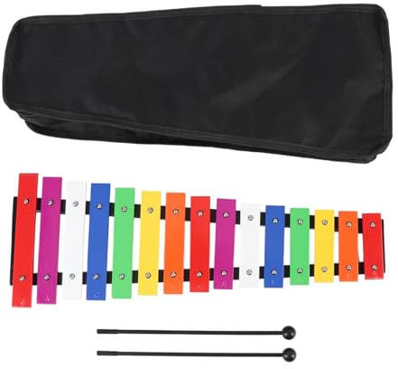 Alomejor Xylophon für Kinder, 8 Regenbogenfarbene Tasten, Musikalisches Lernspielzeug mit 2 Schlägeln und Aufbewahrungstasche, ab 3 Jahren