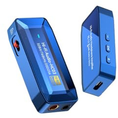 Pisendra USB C DAC hörlursförstärkare, bärbar dongel DAC med 3,5 mm och 4,4 mm utgångar, Hi-Res ljudadapter för iPhone 16/15 Pro Max, Android, iPad, bärbar dator - 32 bit/768 kHz DSD256, blå