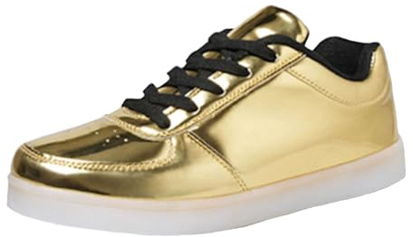 Zapatillas de mujer zapatos nuevos coloridos LED luminosos zapatos versión coreana par USB carga deporte bordo zapatos bajos oro plata zapatos deportivos, dorado, 44 EU Ancho