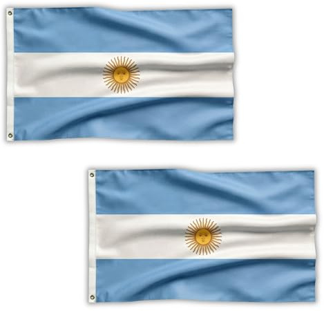2 bandiere dell'Argentina, 1,5 x 0,9 m, con occhielli in ottone, bandiera argentina in poliestere per partite di calcio, feste di tifo, casa e giardino