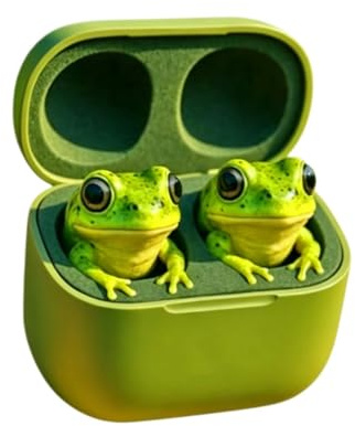 Frosch Ohrhörer, niedliche Tierförmige Bluetooth-Ohrhörer mit Ladehülle, kabellose In-Ear-Kopfhörer mit tiefem Bass, Geräuschreduzierung, IPX4 wasserdichte Ohr-Kopfhörer, Geschenk für Freunde, Familie