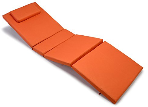 Divero Liegenauflage – Auflage Polster für Sonnenliege Gartenliege Holzliege Saunaliege mit Kopfkissen – bequem hochwertig robust – orange