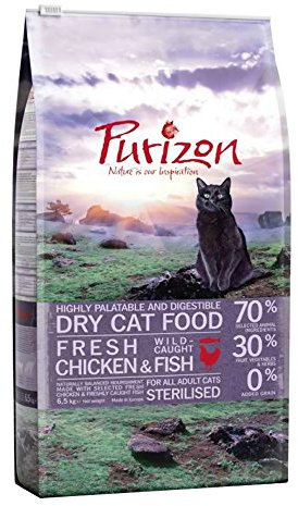 Purizon Trockenfutter für ausgewachsene, sterilisierte Katzen - Huhn und Fisch (6,5 kg)