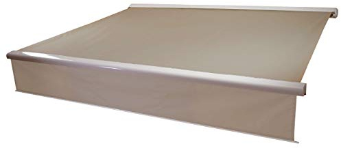 Mendler Elektrische Vollkassetten-Markise T124AM, 4x3m ausfahrbarer Volant - Polyester Sand