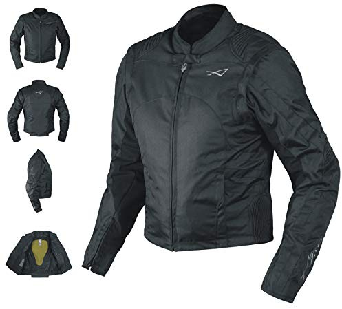 Giacca Moto Tessuto Cordura Manica Staccabile Racing Sport Touring Nero XL