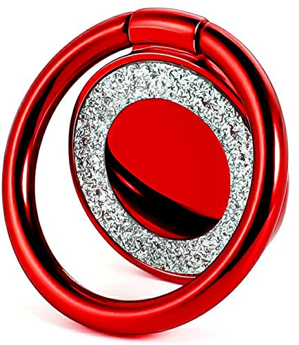 Cell Phone Ring Holder Finger Kickstand Turns 360° Degrees & 180° Degrees Adjustable to Fit Your Needs Helps Stabilize Phone for Selfies iPhone Stand Phone Grip Circle Bling 52014 (Red)