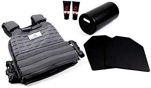 9010036 Gewichtsweste Grau SLAVIKOSWAY Training 9,1kg inkl. Gewichtsplatten Calisthenics Ninja Kraftsport inkl 2x Slavikosway Liquid Chalk + 1x Faszienrolle