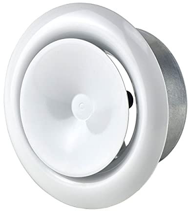 Steinberg14 White 100mm Air Supply Valve - 4 inch Extractor Fan Vent Cover - Round Adjustable Air Vent - Bathroom Diffuser - Wall Vent Cover - Ceiling Vent Grille - Metal Ducting Cover