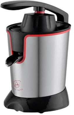 Royal Swiss Presse Agrume Électrique, 0.4 L, professionnel à levier AGR88, inox, 600W puissant, bec anti-gouttes, compatible lave-vaisselle